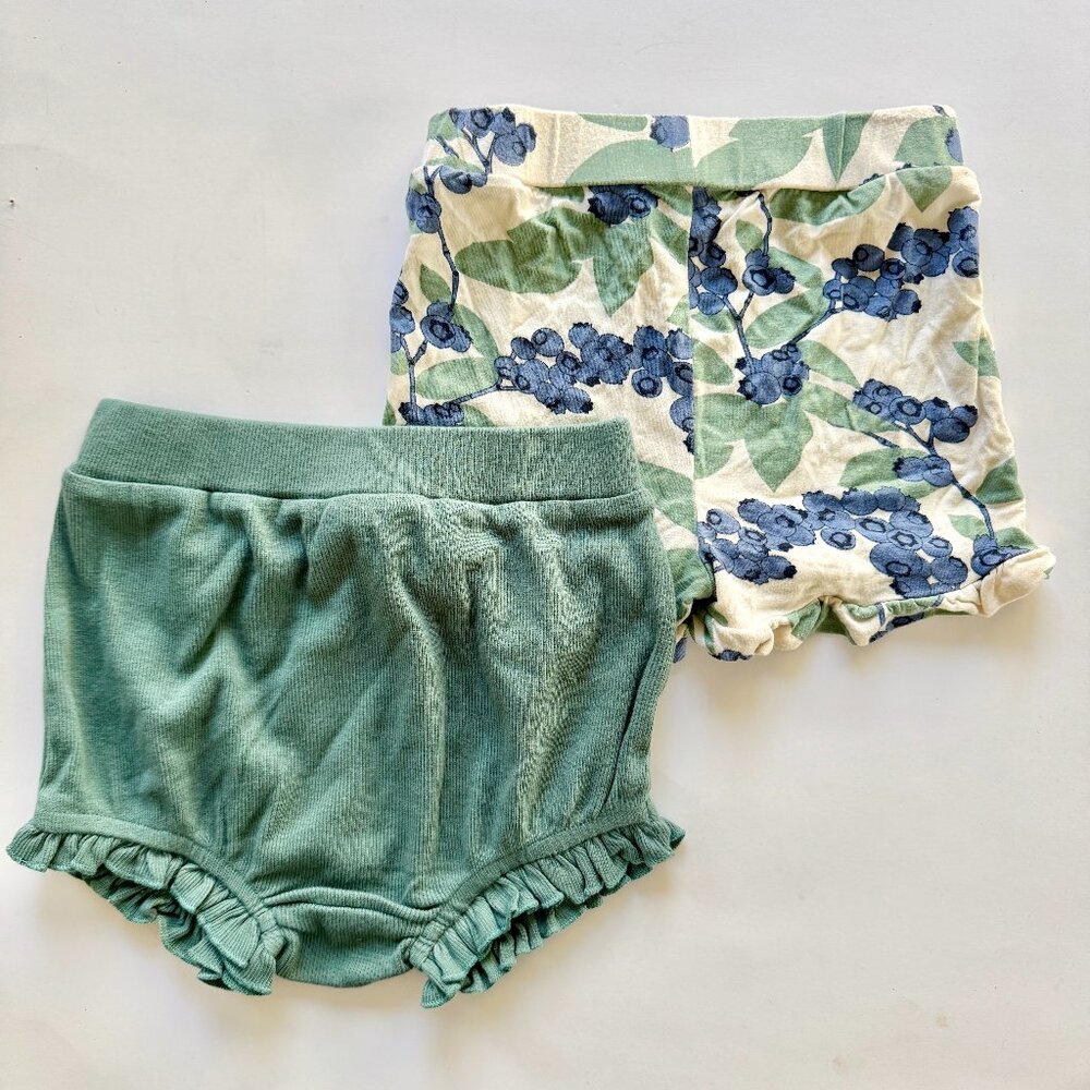 Kate Quinn Bloomer Shorts Bundle | Ruffle Hem + Blueberry Print | Green | 3T